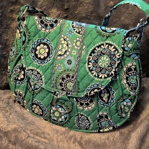 Vera Bradley Saddle Up Crossbody In The Retired Cupcake Green Pattern